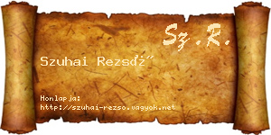 Szuhai Rezső névjegykártya